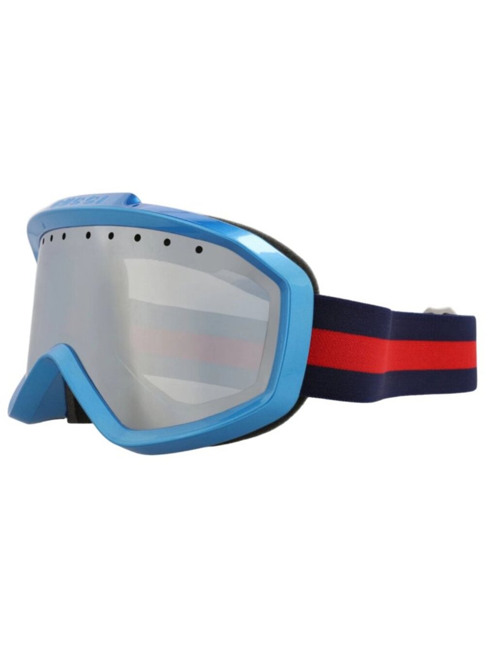 New Gucci Women's Sunglasses Shield Wrap Injection Frame Unisex Blue Blue Silver